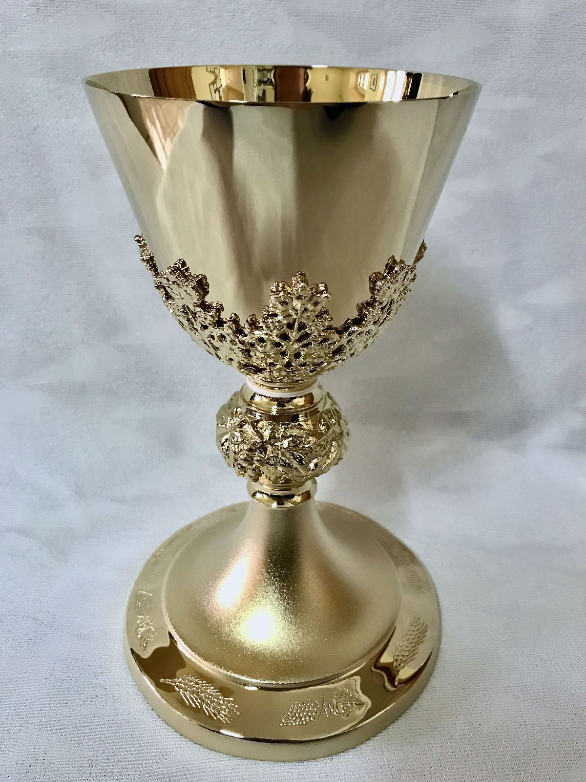 Kielich mszalny, winogrona, złocony - 20 cm (14D) - KIELICHY MSZALNE - Nowość