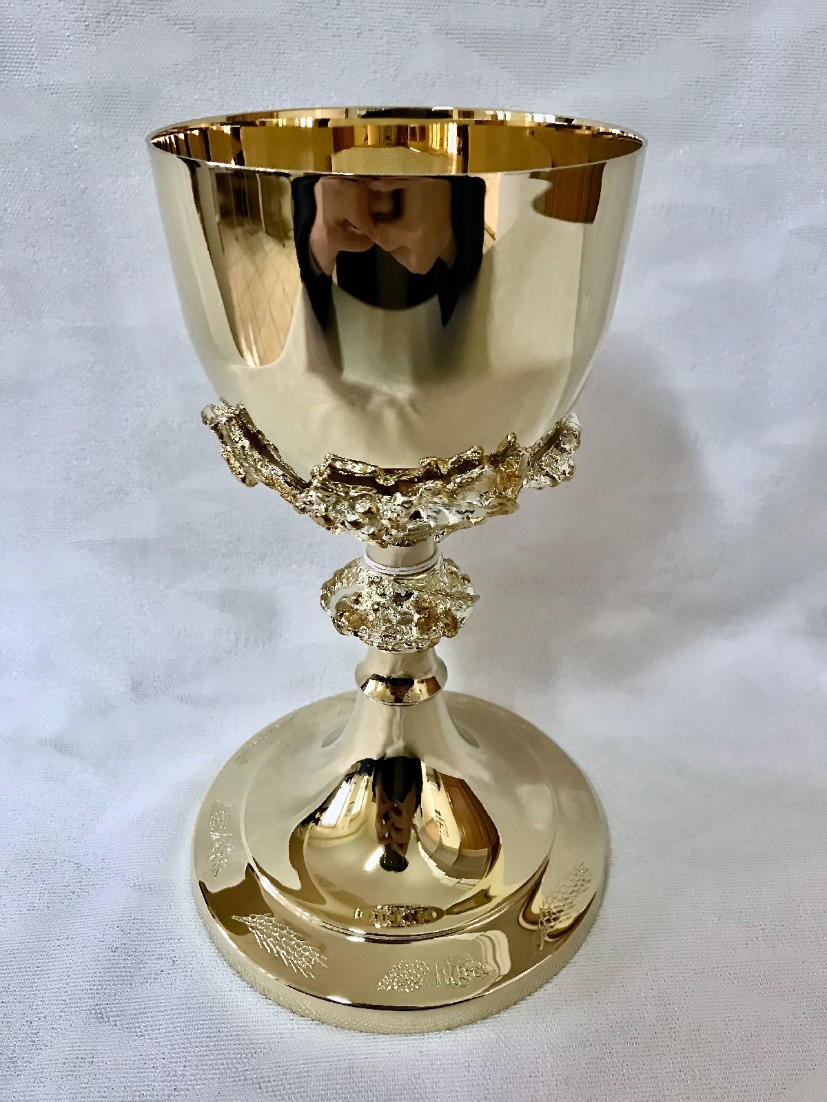 Kielich mszalny, winogrona, złocony + srebrzony - 20 cm (15D) - KIELICHY MSZALNE - Nowość