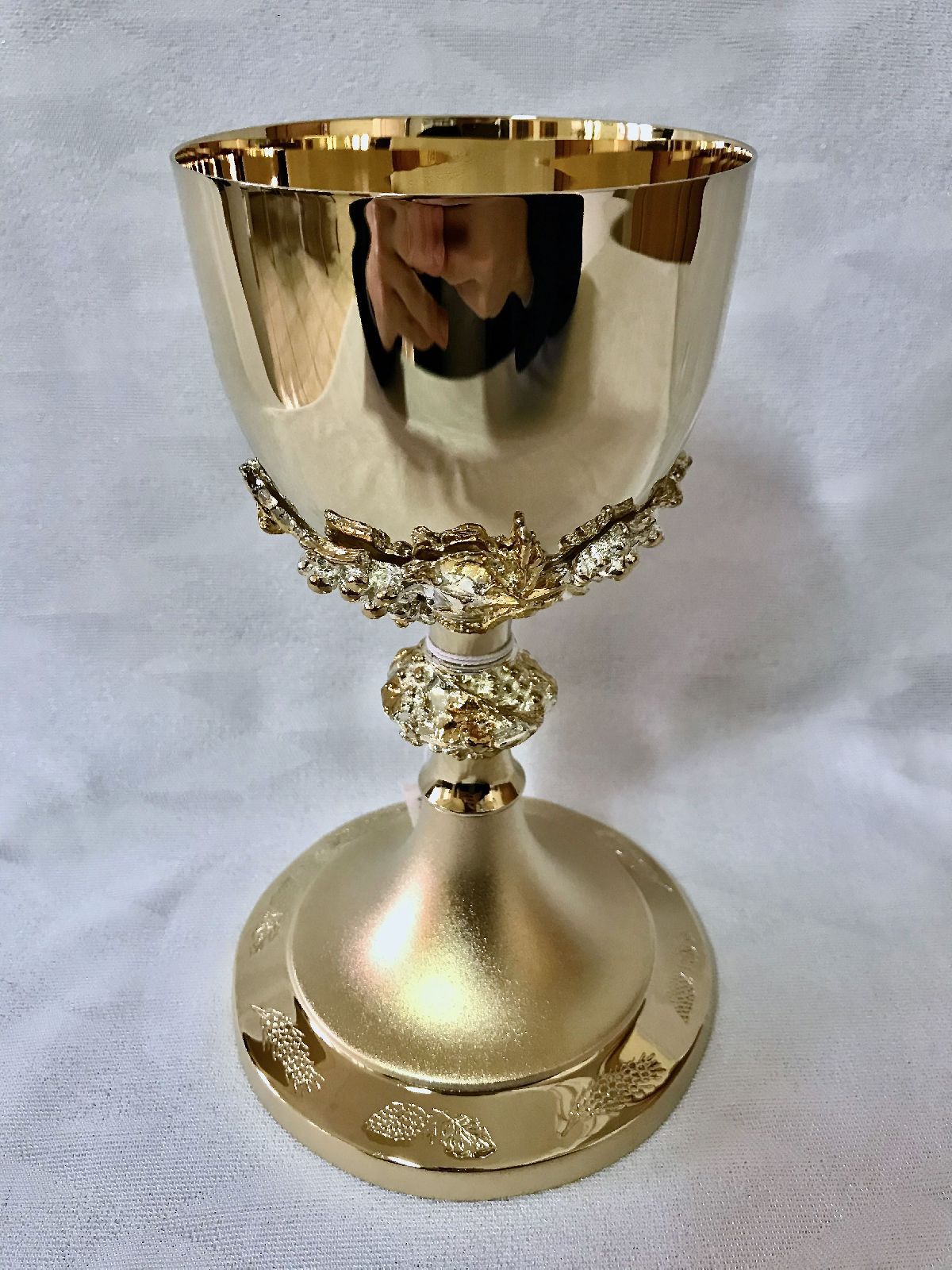 Kielich mszalny, winogrona, złocony + srebrzony - 20 cm (16D) - KIELICHY MSZALNE - Nowość