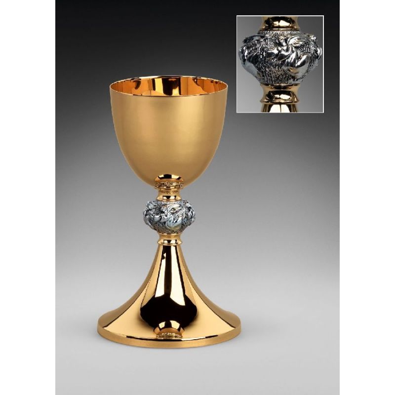 Kielich mszalny, pozłacany i oksydowany, Aniołki - 24 cm (21D) - KIELICHY MSZALNE - Kielich mszalny, pozłacany i oksydowany, Aniołki - 24 cm (21D)