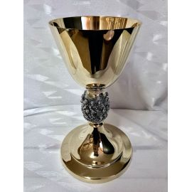 Kielich mszalny, nodus sceny z Kany Galilejskiej, pozłacany i oksydowany - 20 cm (22D) - KIELICHY MSZALNE