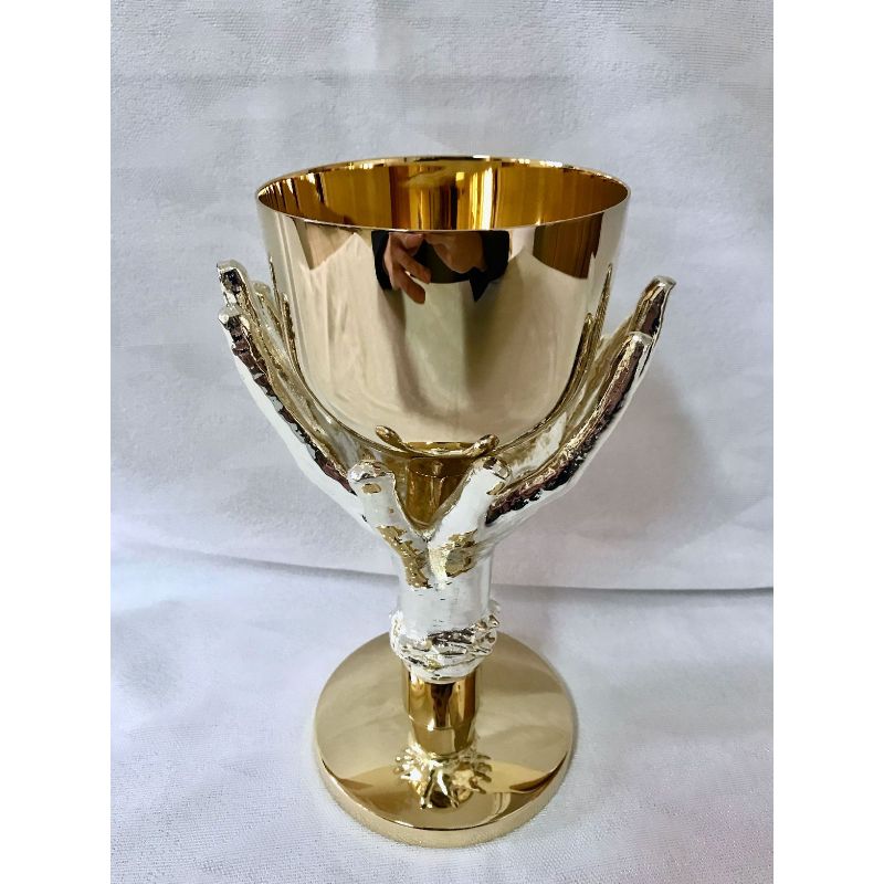 Kielich mszalny, pozłacany, dłonie, nodus odlew - 21 cm (27D) - KIELICHY MSZALNE - Kielich mszalny, pozłacany, dłonie, nodus odlew - 21 cm (27D)