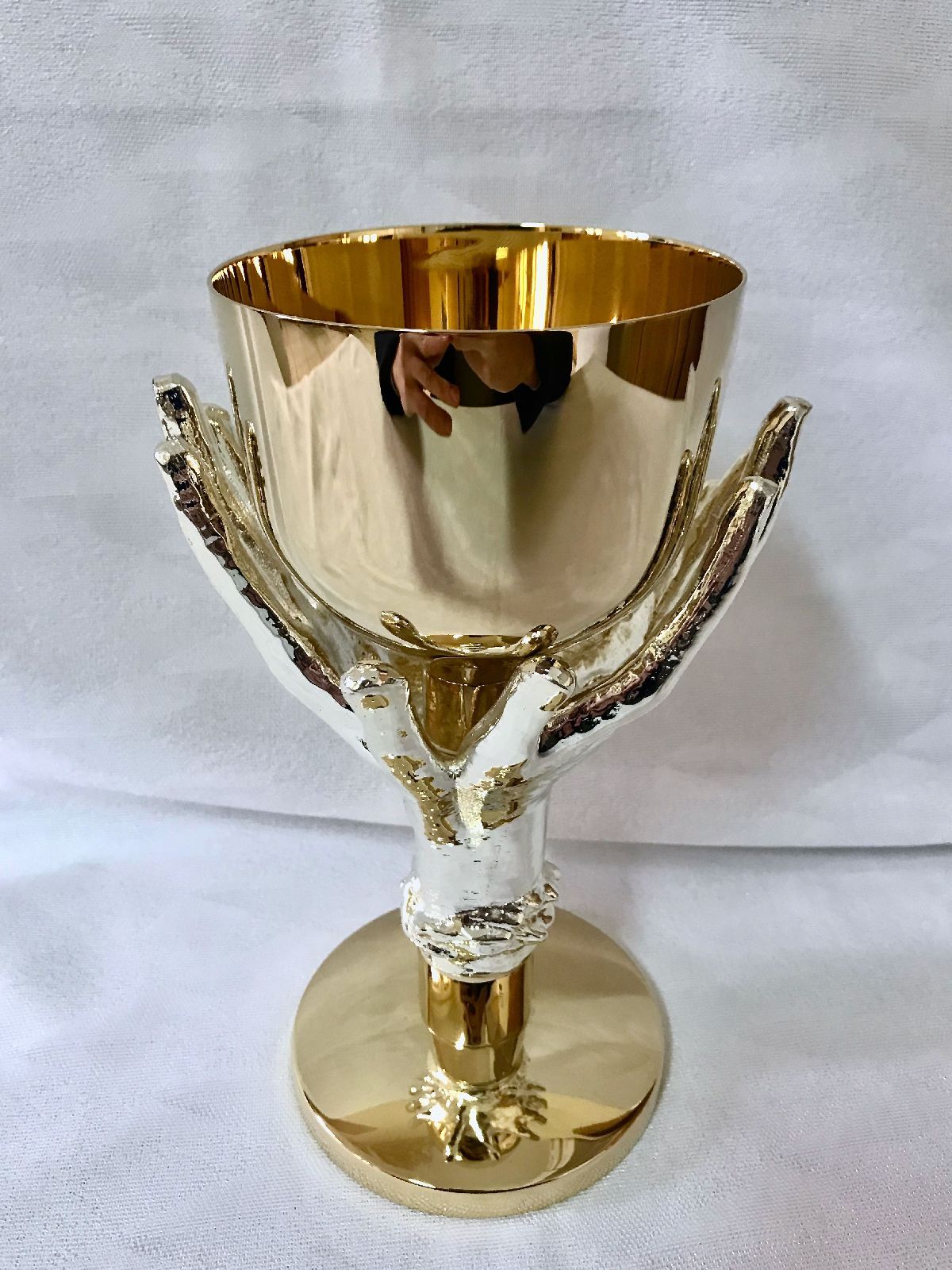 Kielich mszalny, pozłacany, dłonie, nodus odlew - 21 cm (27D) - KIELICHY MSZALNE - Nowość