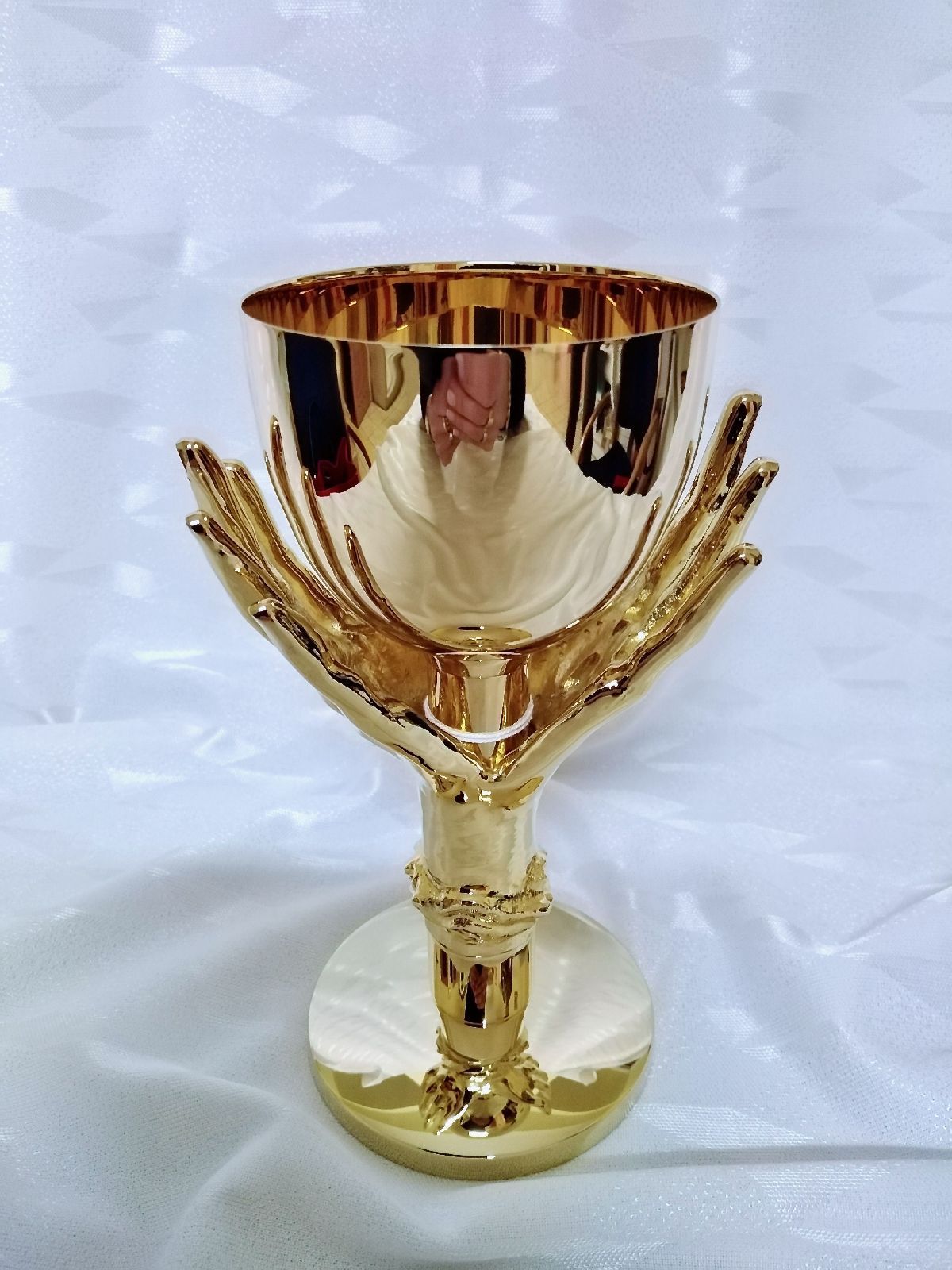 Kielich mszalny, pozłacany, dłonie, nodus odlew - 21 cm (28D) - KIELICHY MSZALNE - Nowość