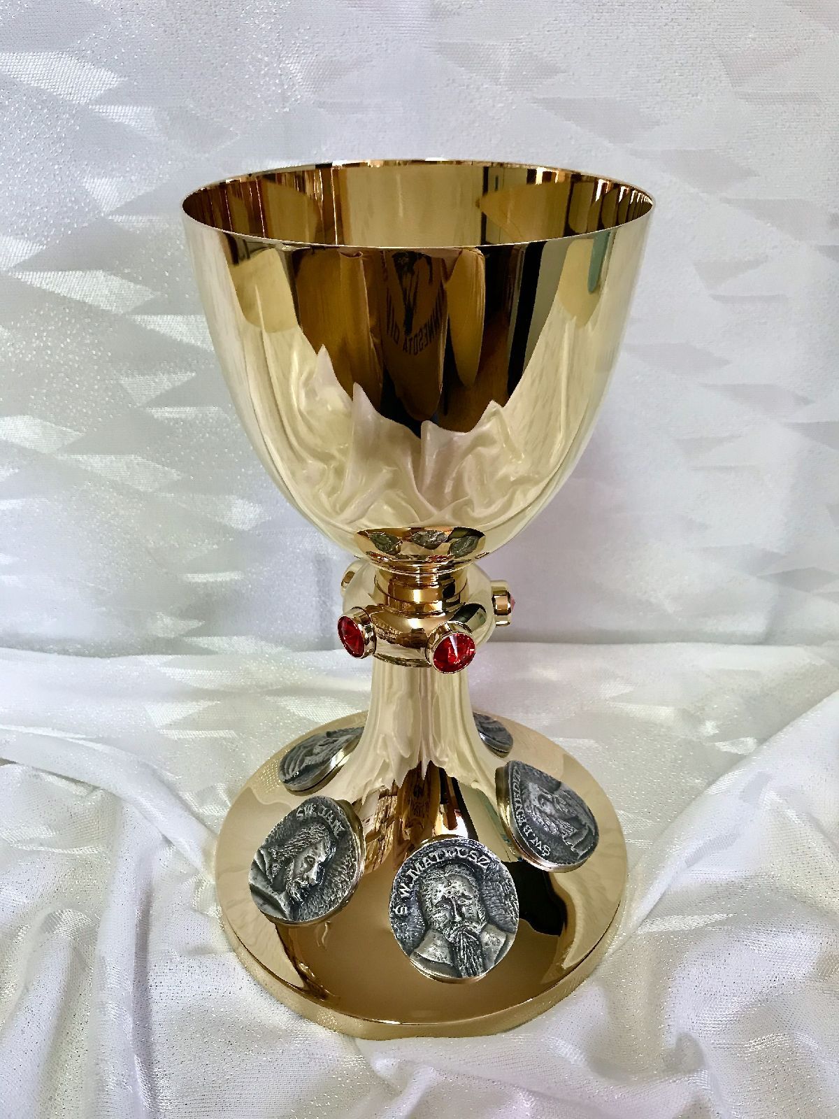 Kielich mszalny, pozłacany, 5 Pierwszych Polskich Męczenników - 24 cm (29D) - KIELICHY MSZALNE - Nowość