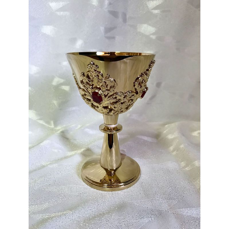 Kielich turystyczny, ozdobny ażur + kamienie - 12 cm (35D) - KIELICHY MSZALNE - Kielich turystyczny, ozdobny ażur + kamienie - 12 cm (35D)