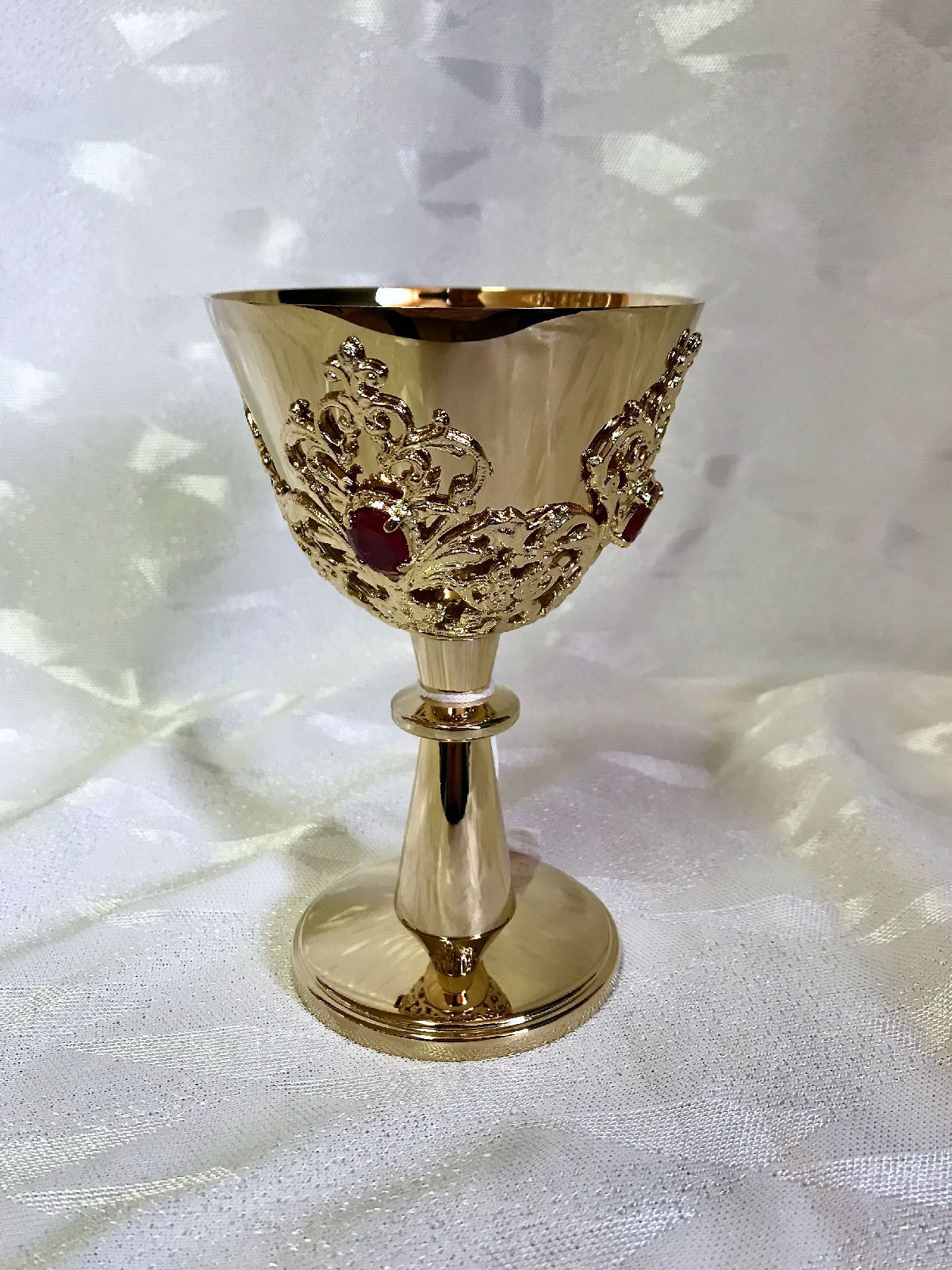 Kielich turystyczny, ozdobny ażur + kamienie - 12 cm (35D) - KIELICHY MSZALNE - Nowość