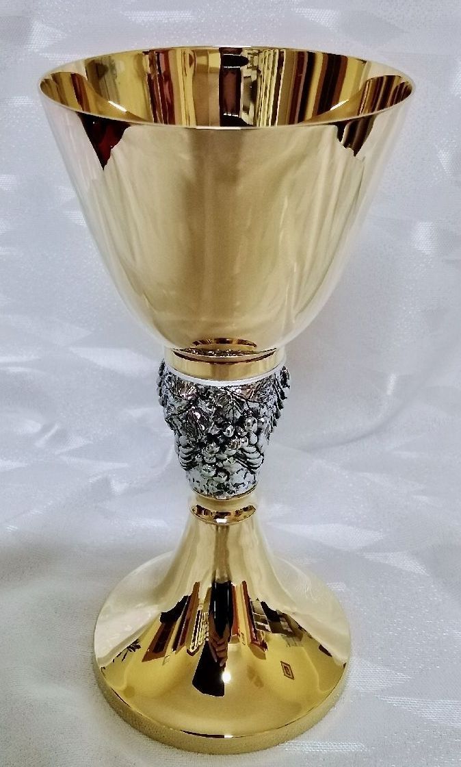 Kielich mszalny, pozłacany, motyw kłosy - 20 cm (47D) - KIELICHY MSZALNE - Nowość