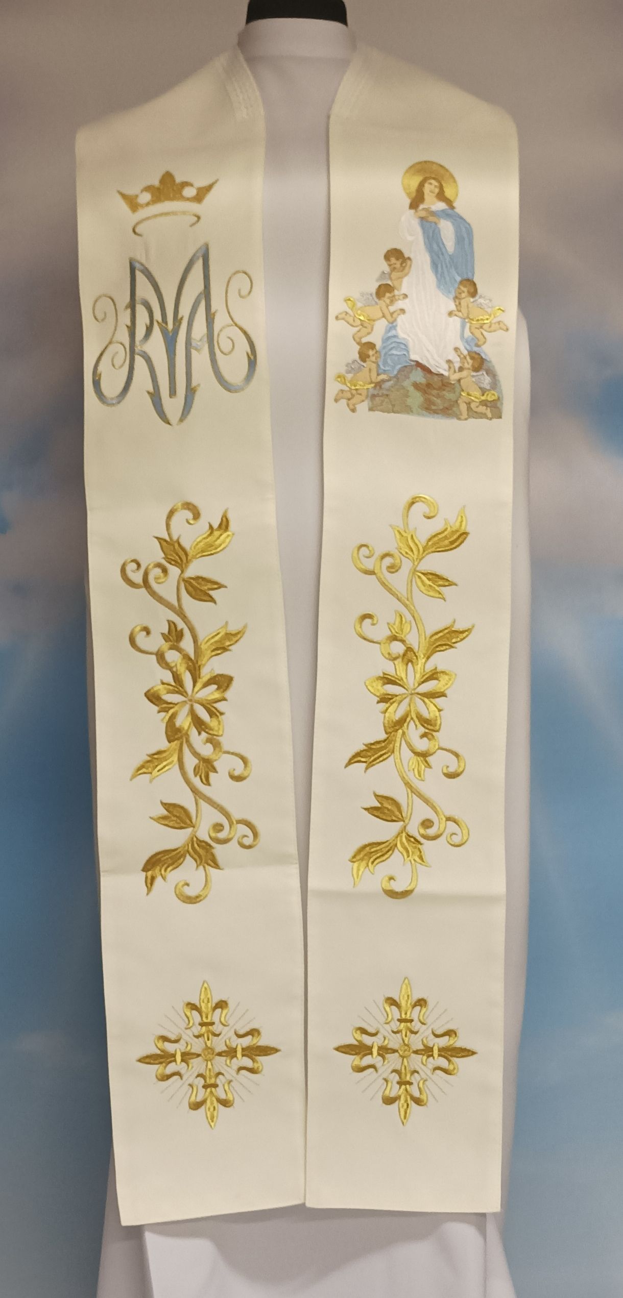 Stuła z wizerunkiem Wniebowzięcie Najświętszej Maryi Panny - Z POSTACIAMI - Nowość