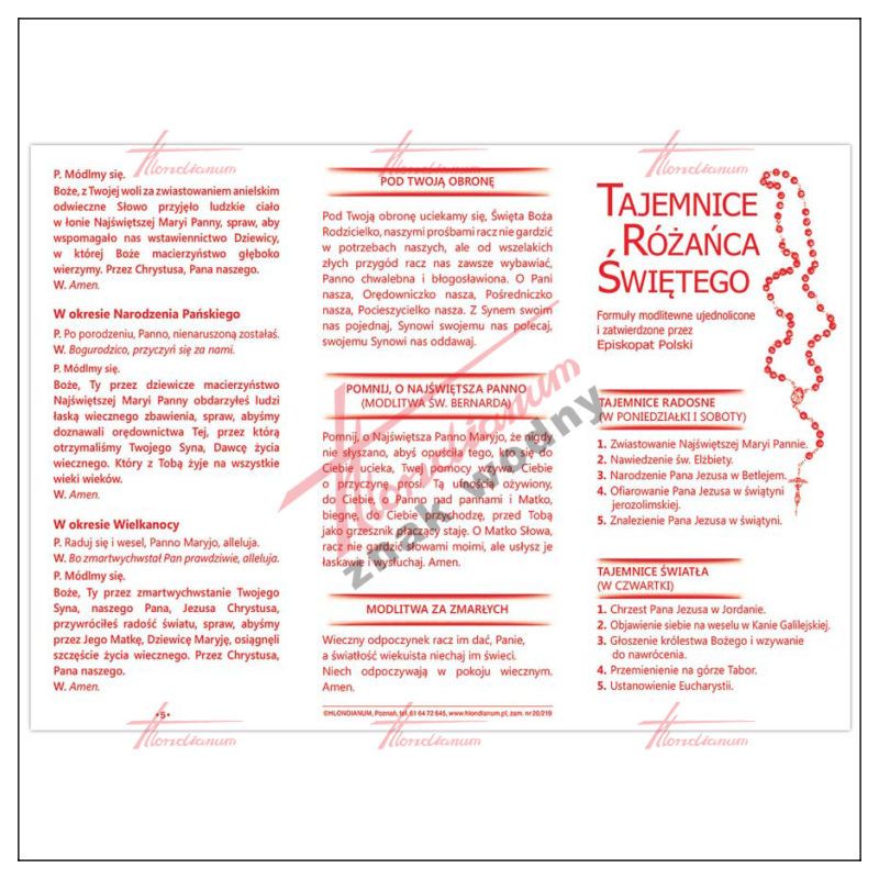 Folder składany Tajemnice Różańca Świętego - Rozważania, tajemnice, obrazki różańcowe - Folder składany Tajemnice Różańca Świętego