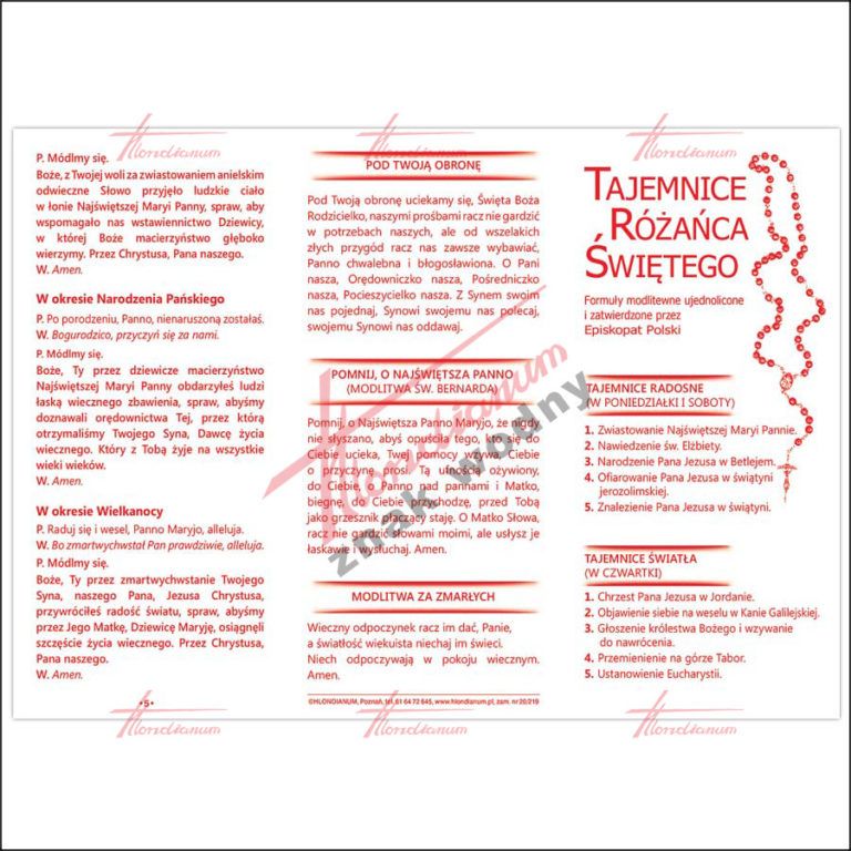 Folder składany Tajemnice Różańca Świętego - Rozważania, tajemnice, obrazki różańcowe - Nowość