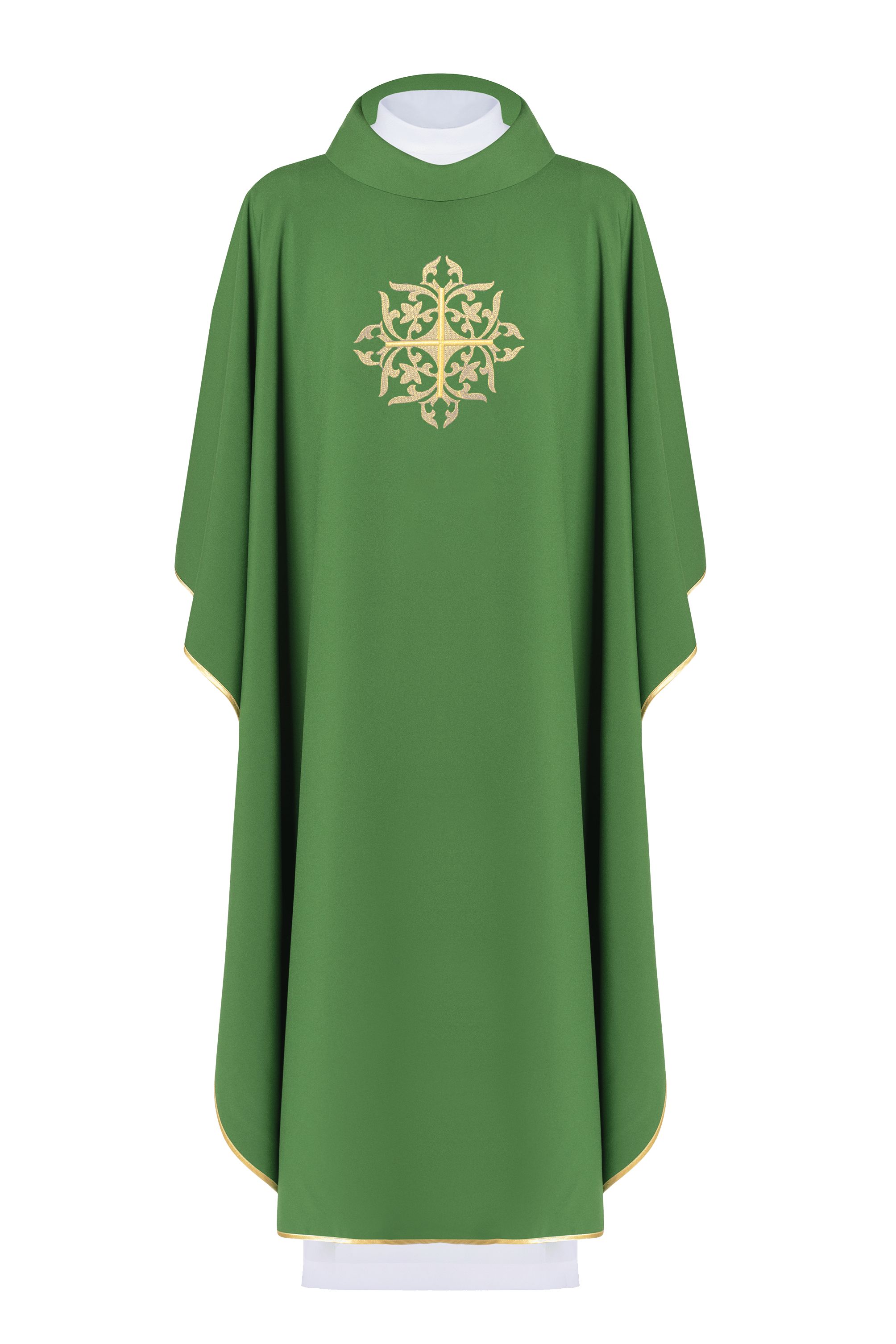 Ornat haftowany krzyż - zielony (H188) - Ornaty zielone - Nowość