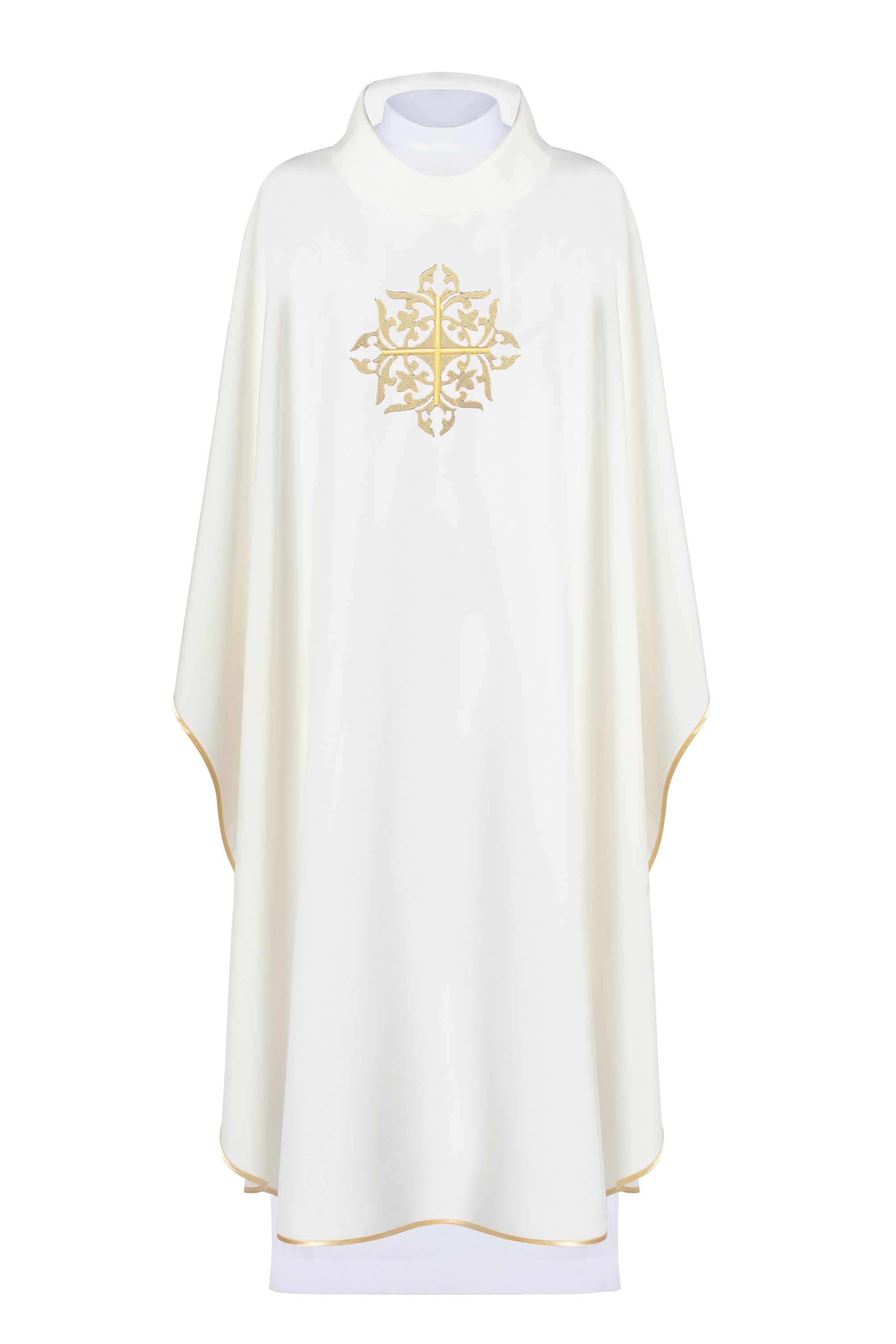 Ornat haftowany krzyż - ecru (H189) - Ornaty białe/ ecru - Nowość