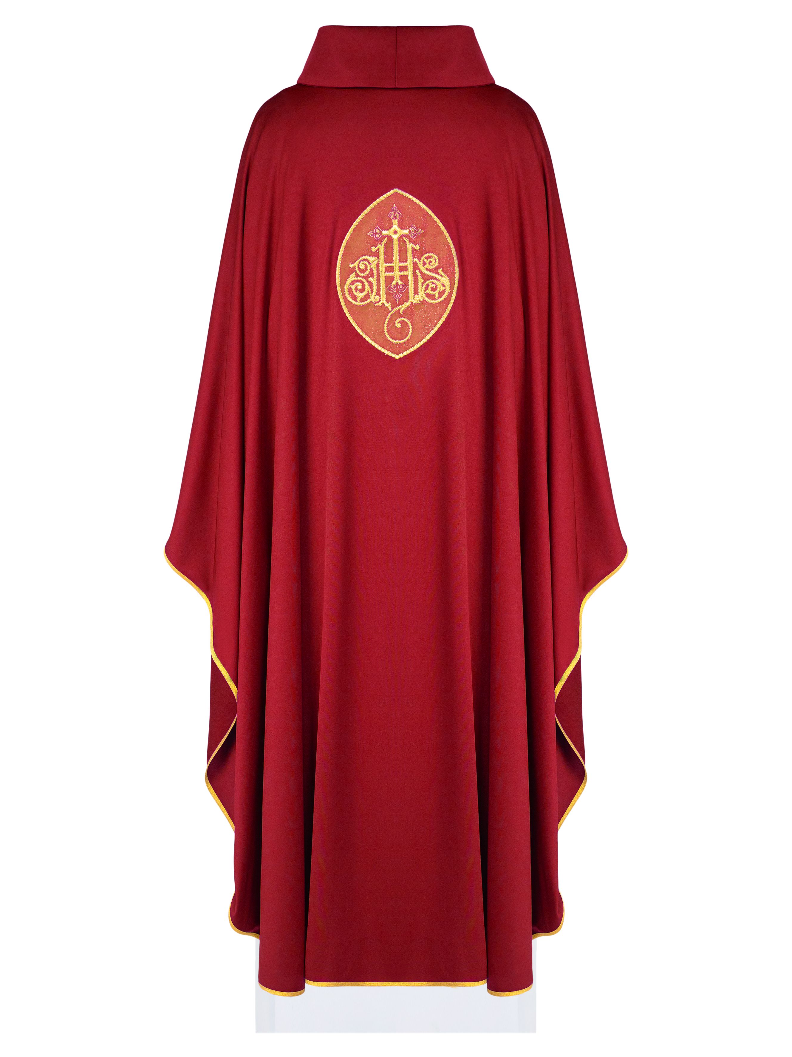 Ornat haftowany z symbolem IHS - czerwony (H197) - Ornaty czerwone - zdjęcie 2 - Ornat haftowany z symbolem IHS - czerwony (H197)