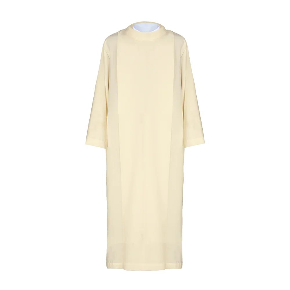 Alba kapłańska z golfem, gładka - ecru (H5) - KOMŻE I ALBY  KAPŁAŃSKIE - Nowość