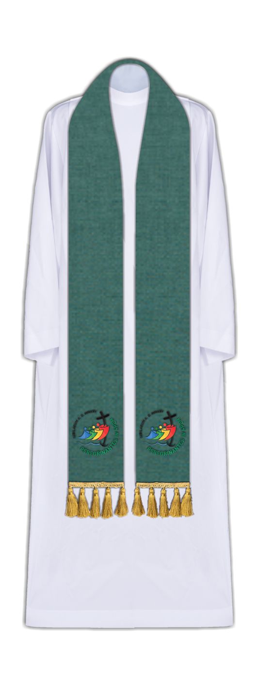 Stuła haftowana zielona Jubileusz 2025 (Peregrinantes in Spem) - Jubileusz 2025 (Pielgrzymi Nadziei) - Stuła haftowana zielona Jubileusz 2025 (Peregrinantes in Spem)