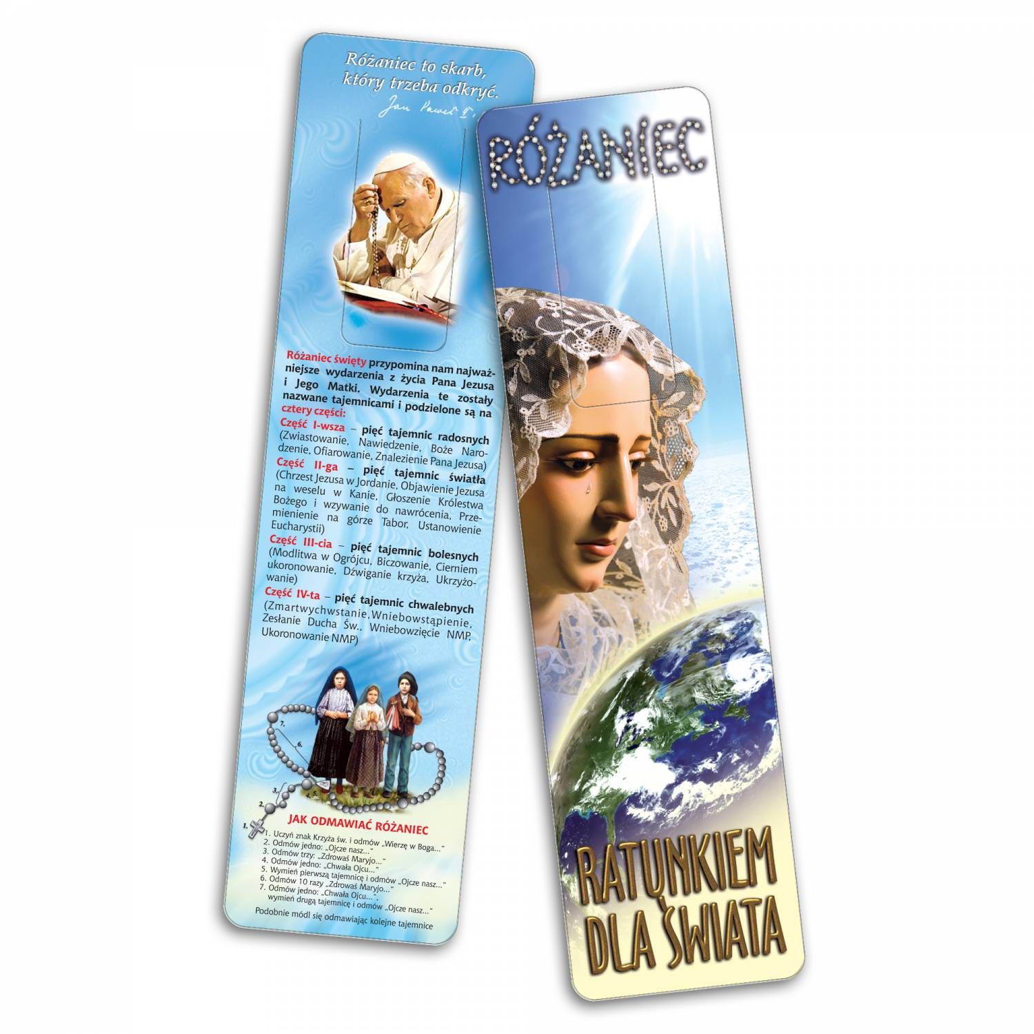 Zakładka do książki - Różaniec ratunkiem dla świata - 1 szt - Zakładki religijne do książek - zdjęcie 2 - Zakładka do książki - Różaniec ratunkiem dla świata - 1 szt