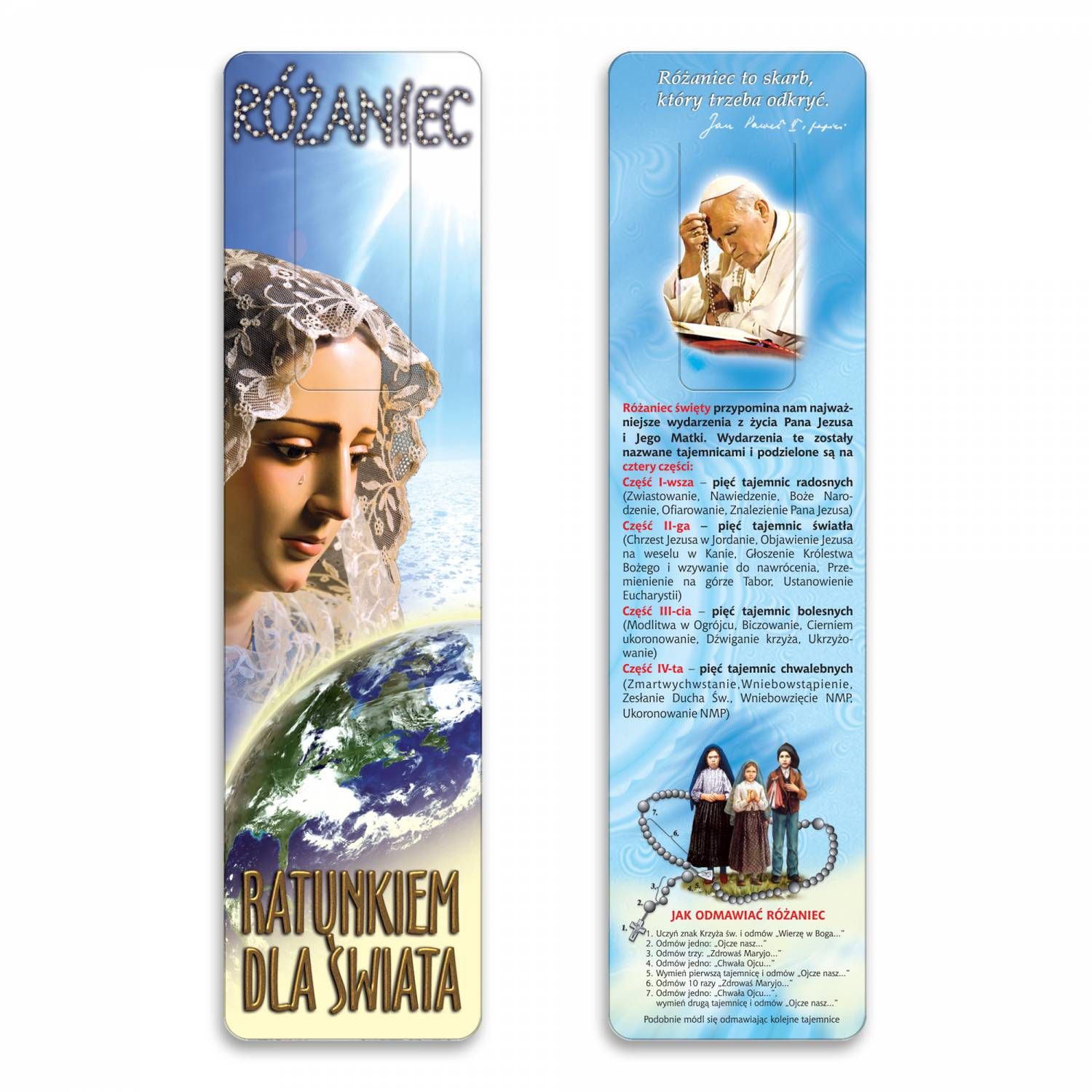 Zakładka do książki - Różaniec ratunkiem dla świata - 1 szt - Zakładki religijne do książek - Nowość
