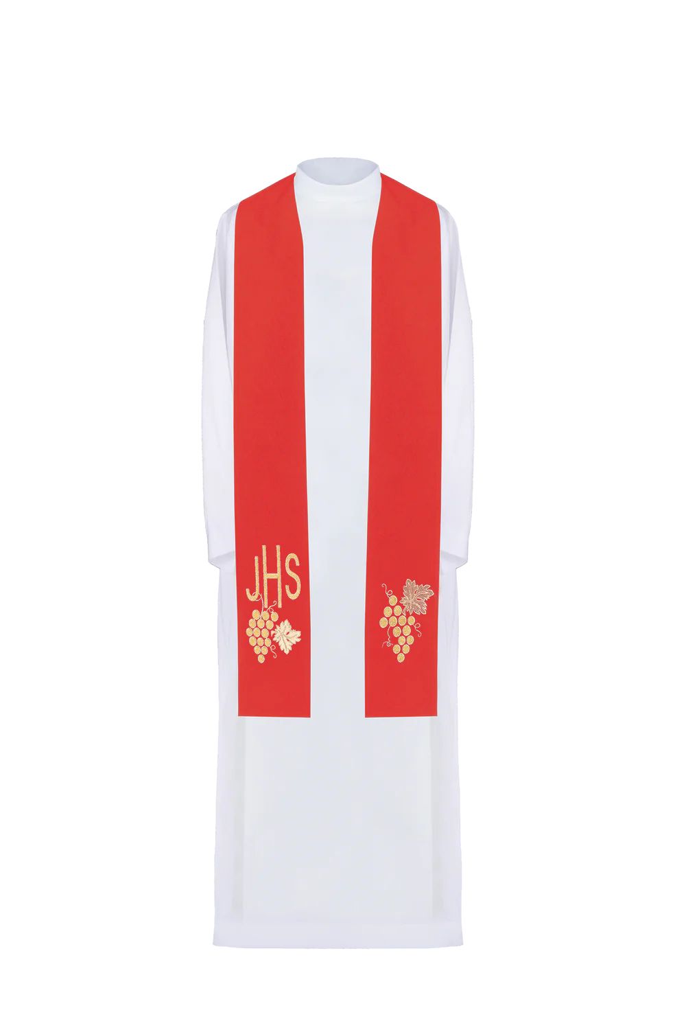 Stuła haftowana czerwona IHS (49H) - EUCHARYSTYCZNE