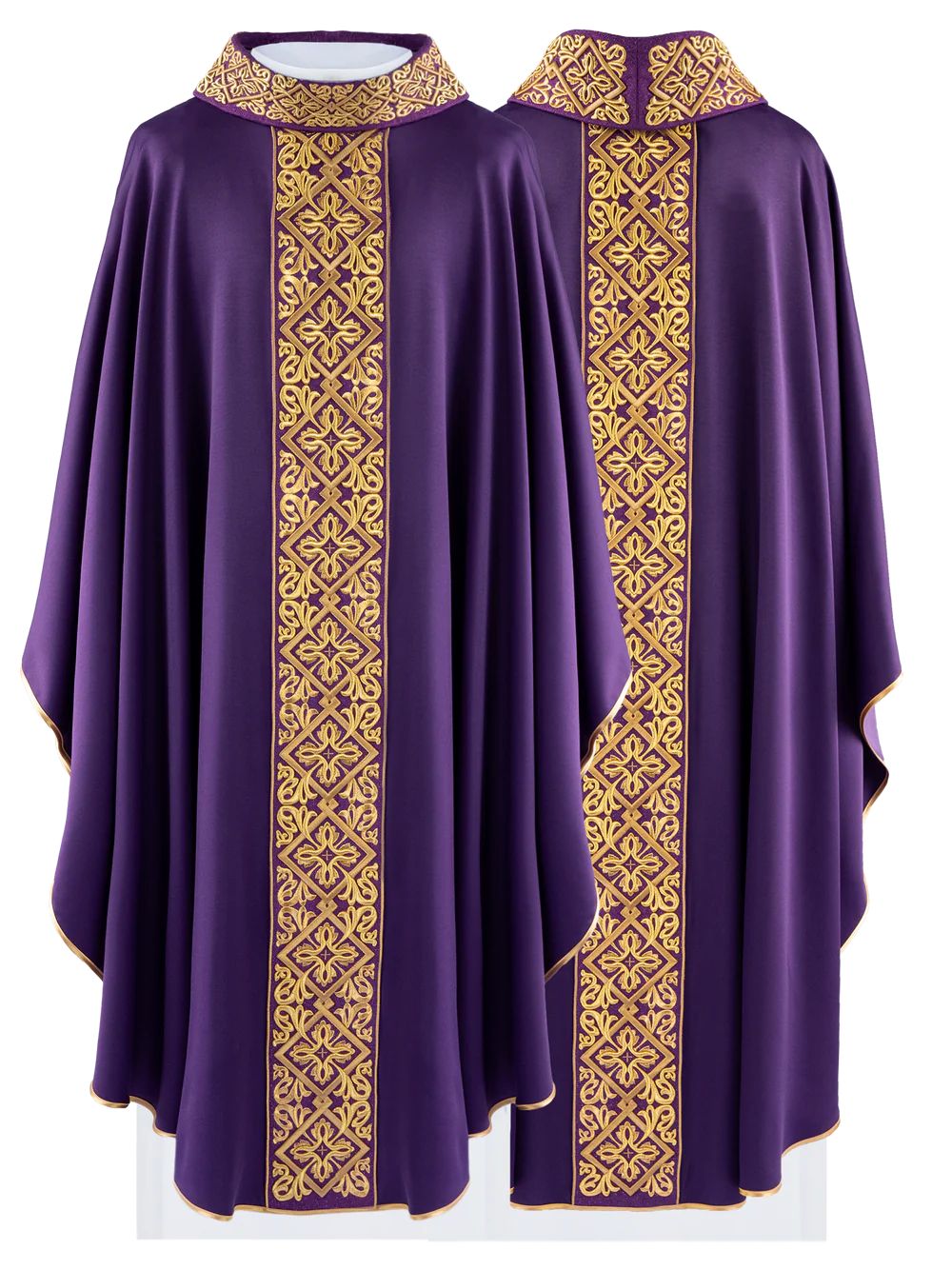 Ornat haftowany fioletowy, krzyże (H202) - ORNATY NA WIELKI POST - Nowość