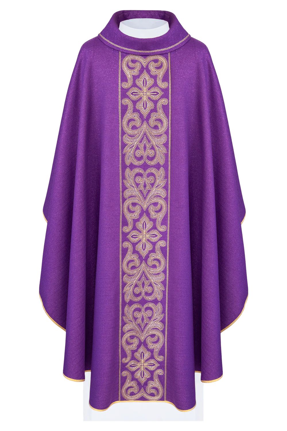 Ornat haftowany fioletowy, krzyże (H205) - ORNATY NA WIELKI POST - zdjęcie 3 - Ornat haftowany fioletowy, krzyże (H205)