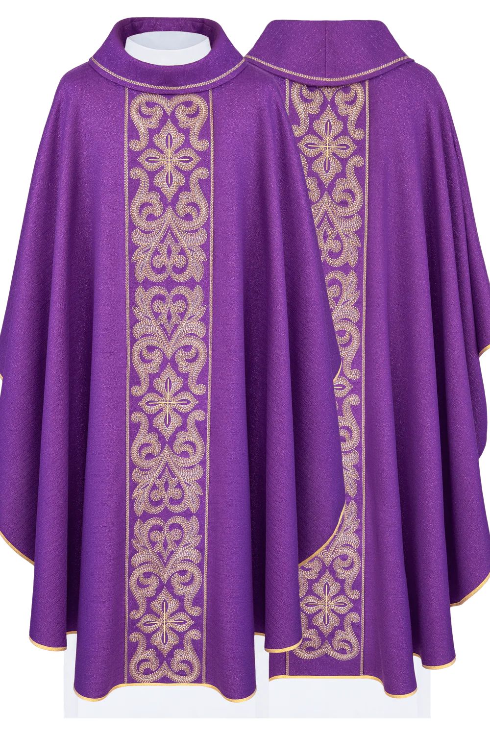 Ornat haftowany fioletowy, krzyże (H205) - ORNATY NA WIELKI POST - Nowość
