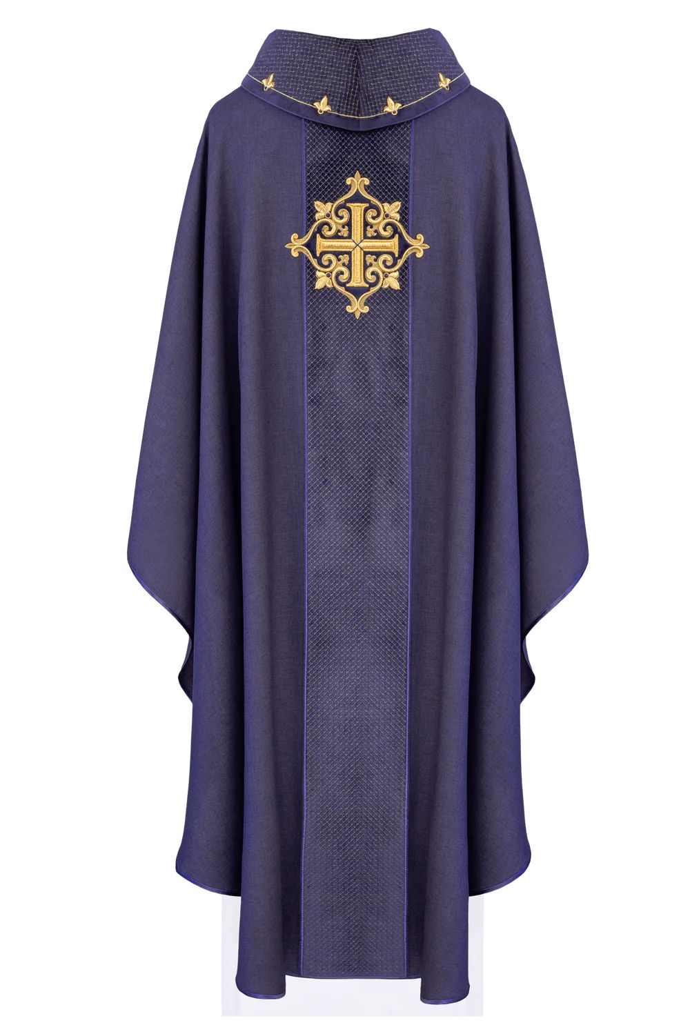 Ornat haftowany fioletowy, aksamit, symbol krzyża (H207) - ORNATY NA WIELKI POST - zdjęcie 3 - Ornat haftowany fioletowy, aksamit, symbol krzyża (H207)
