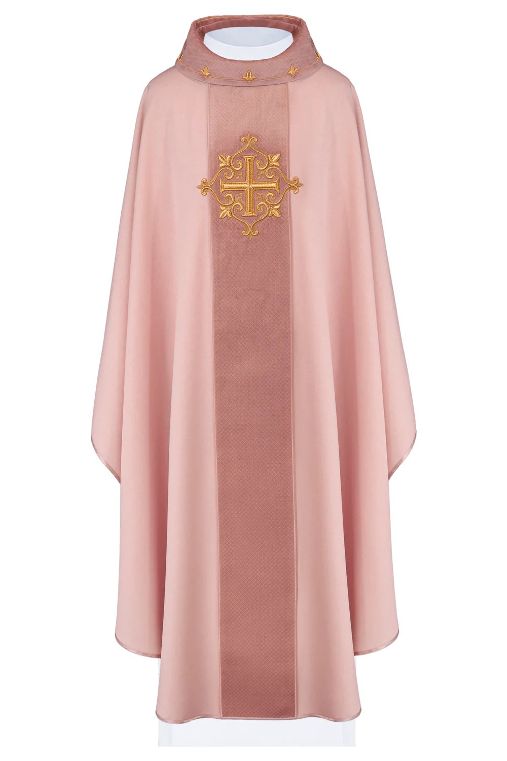 Ornat haftowany różowy, aksamit, symbol krzyża (H211) - ORNATY NA WIELKI POST - zdjęcie 4 - Ornat haftowany różowy, aksamit, symbol krzyża (H211)
