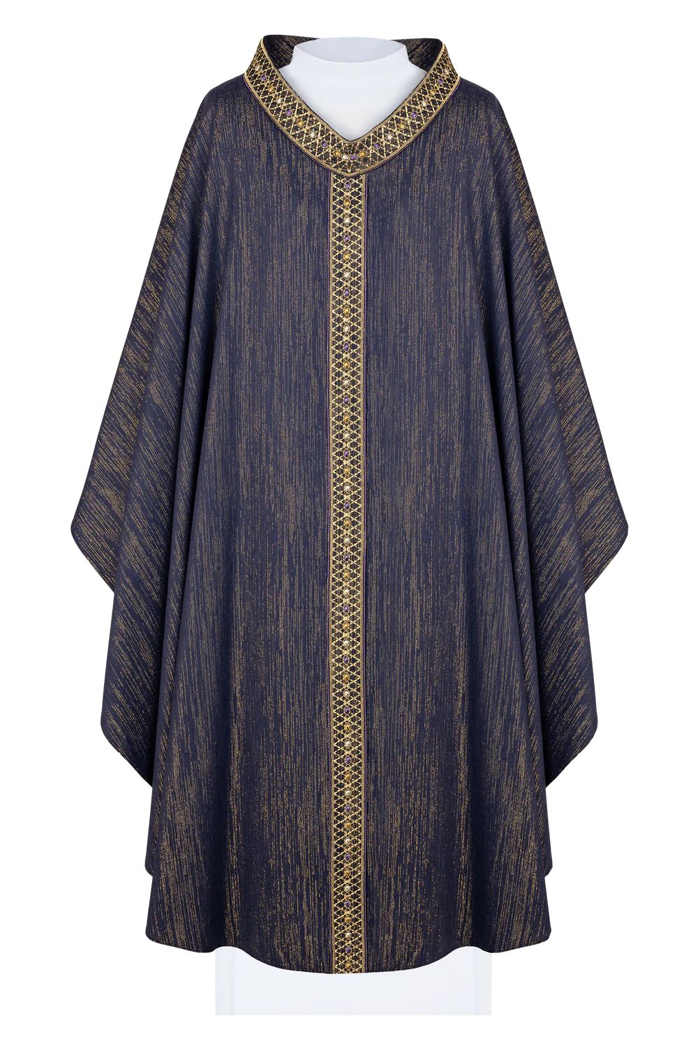 Ornat fioletowy, z haftowanym kołnierzem i pasem (H220) - ORNATY NA WIELKI POST - zdjęcie 4 - Ornat fioletowy, z haftowanym kołnierzem i pasem (H220)