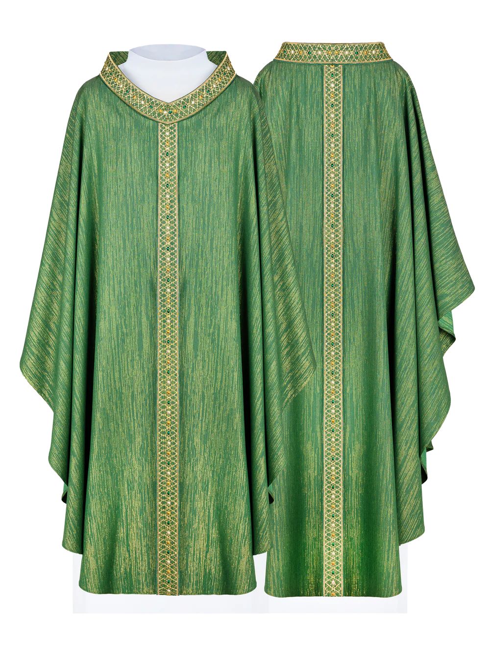 Ornat zielony, z haftowanym kołnierzem i pasem (H223) - ORNATY NA WIELKI POST - Nowość