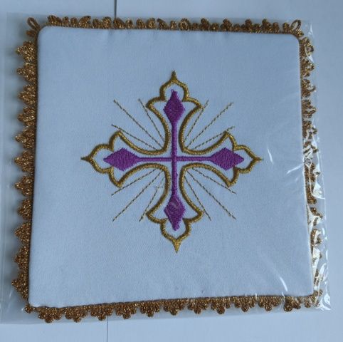 Palka haftowana fioletowy krzyż (3M) - BIELIZNA KIELICHOWA - Nowość