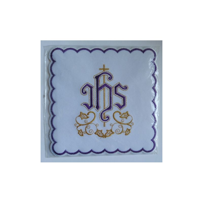 Palka haftowana fioletowy IHS (48) - BIELIZNA KIELICHOWA - Palka haftowana fioletowy IHS (48)