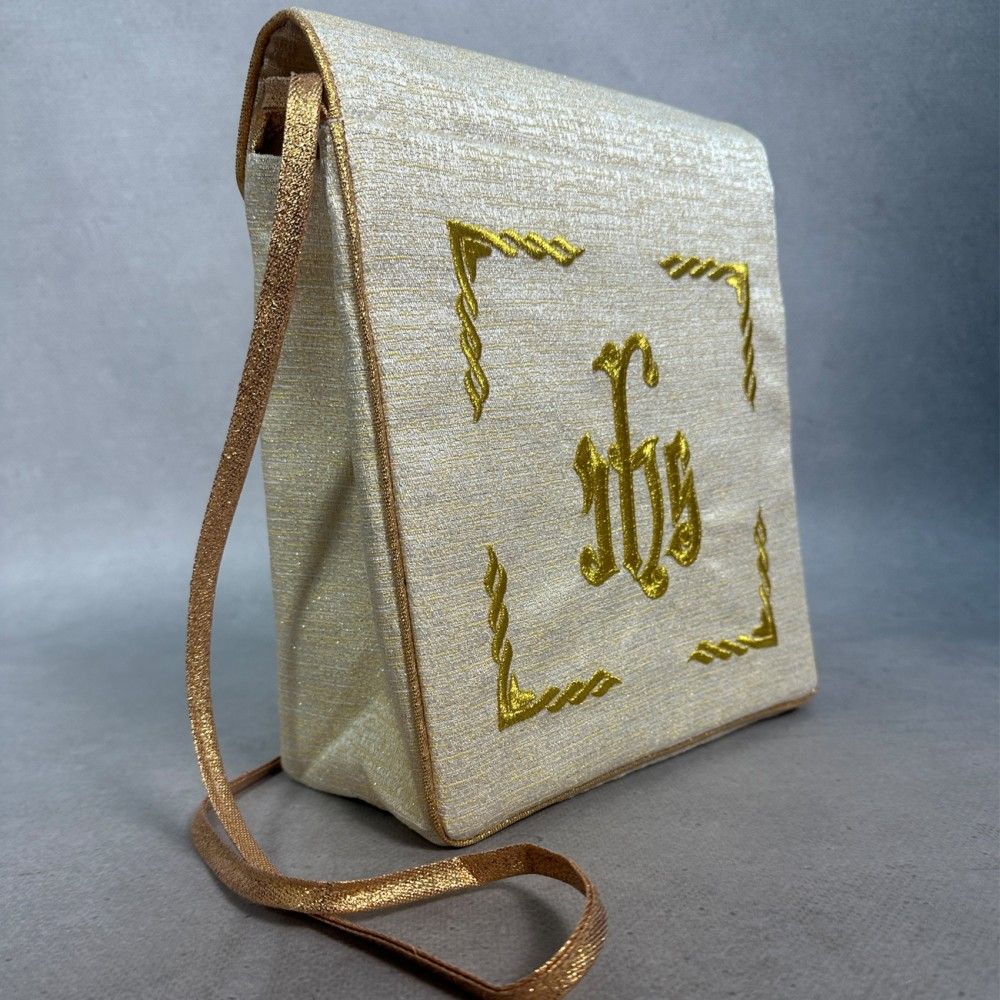 Bursa haftowana IHS - złota (D) - BURSY, ZESTAWY DO CHORYCH - zdjęcie 2 - Bursa haftowana IHS - złota (D)