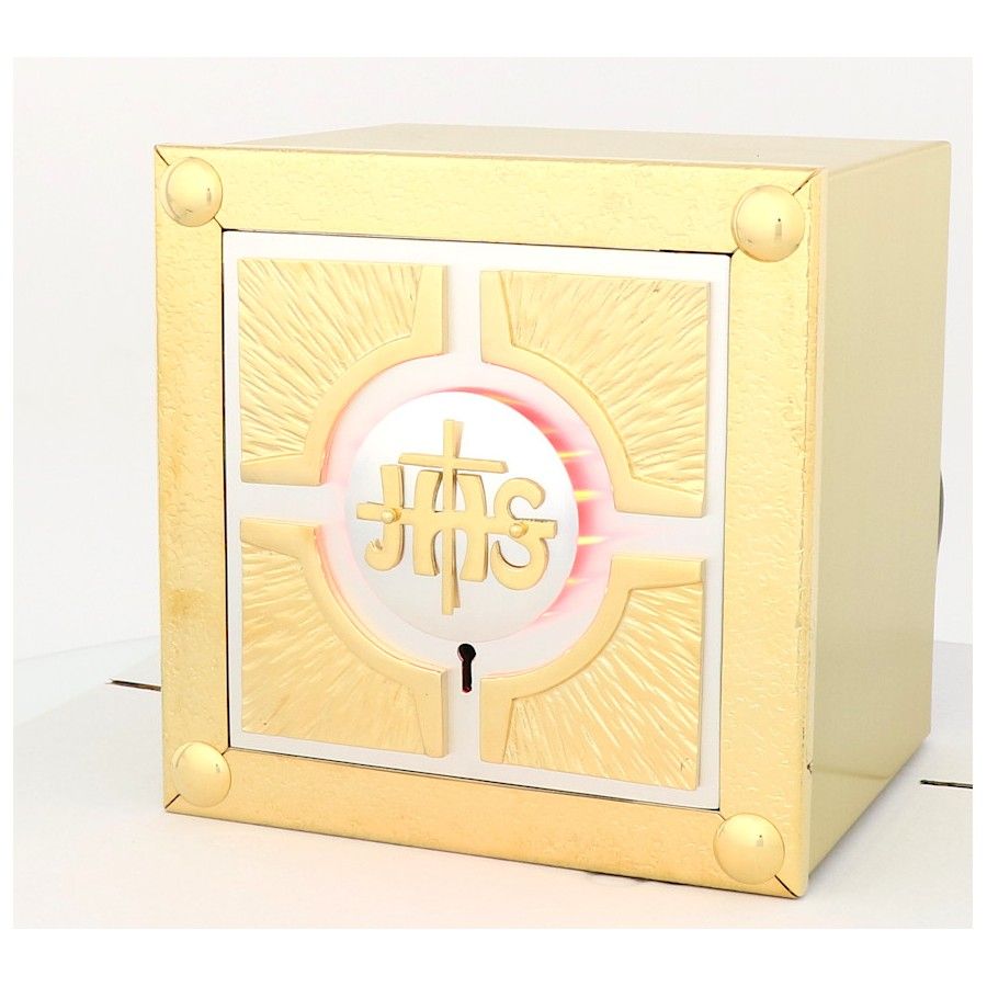 Tabernakulum mosiężne IHS, z lampką wieczną  (55) - TABERNAKULA - zdjęcie 2 - Tabernakulum mosiężne IHS, z lampką wieczną  (55)