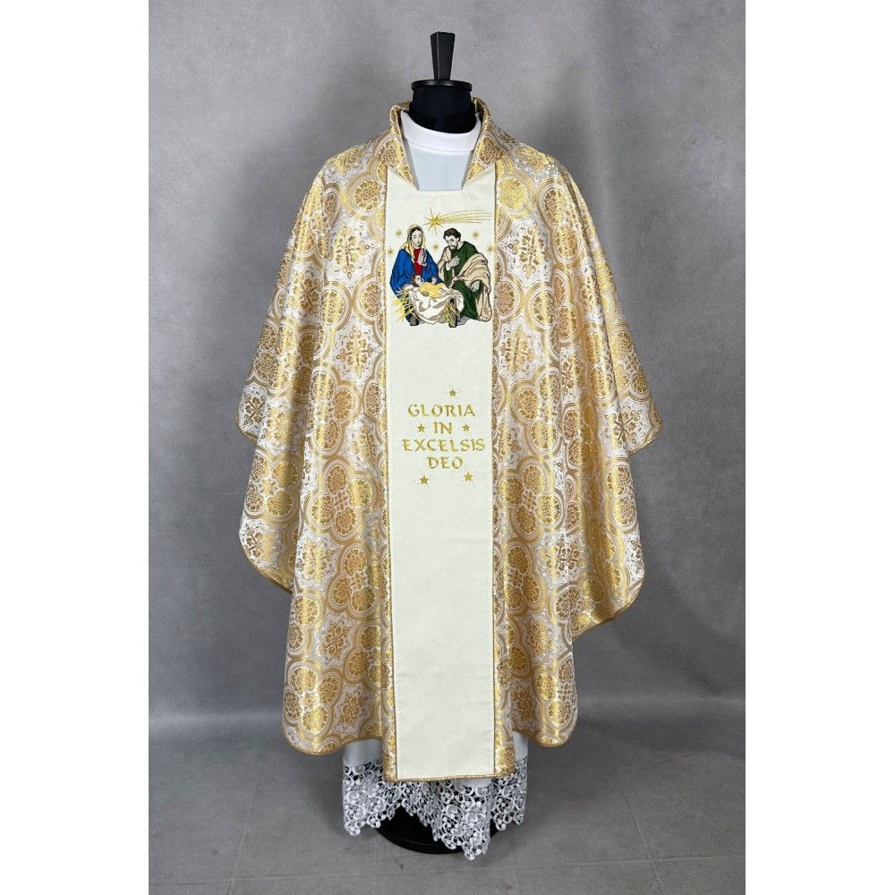 Ornat haftowany - Boże Narodzenie, tkanina rozeta (2) - Ornaty haftowane - zdjęcie 2 - Ornat haftowany - Boże Narodzenie, tkanina rozeta (2)