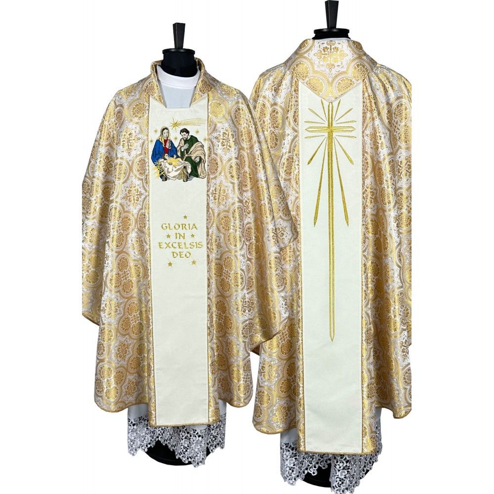 Ornat haftowany - Boże Narodzenie, tkanina rozeta (2) - Ornaty haftowane - Ornat haftowany - Boże Narodzenie, tkanina rozeta (2)