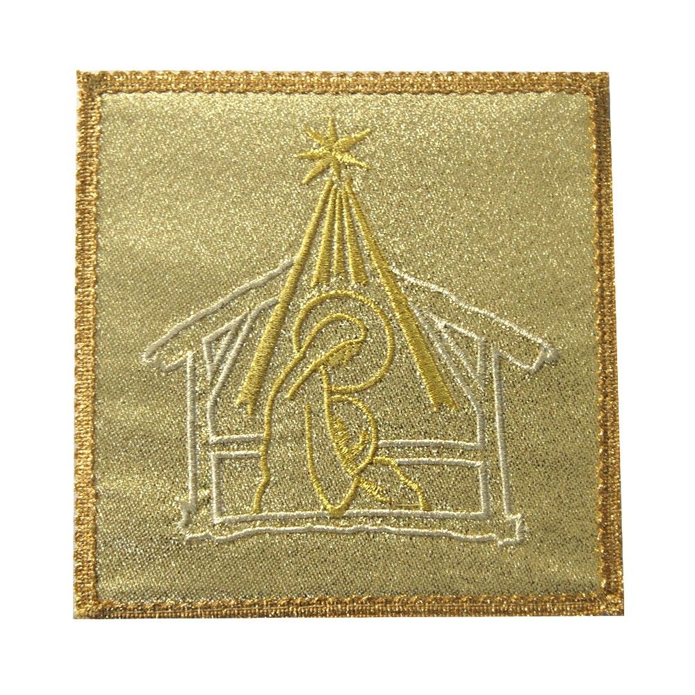 Palka Boże Narodzenie - haftowana, tkanina brokatowa (1) - kolor złoty - Nowość