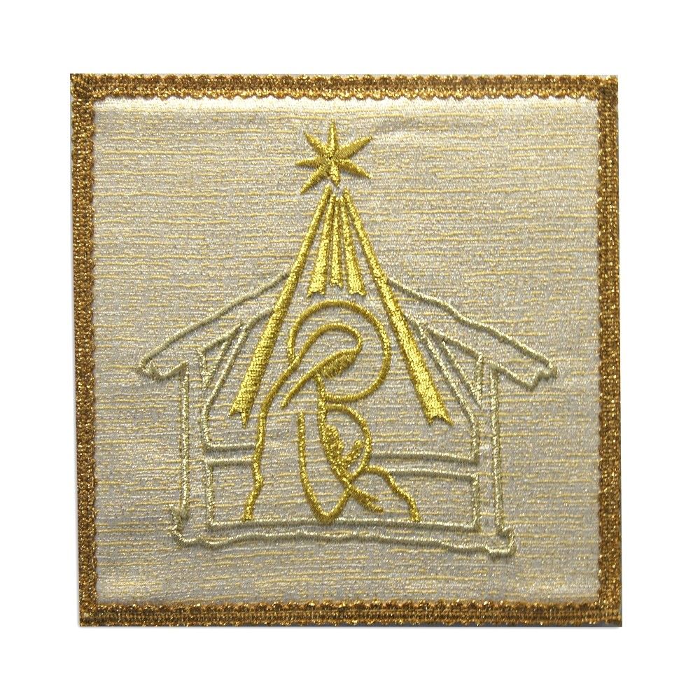 Palka Boże Narodzenie - haftowana, tkanina brokatowa (2) - kolor złoty - Nowość