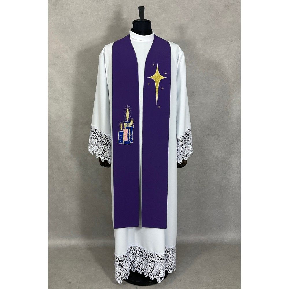 Stuła haftowana fioletowa - Adwent (stuła adwentowa) - STUŁY - zdjęcie 2 - Stuła haftowana fioletowa - Adwent (stuła adwentowa)