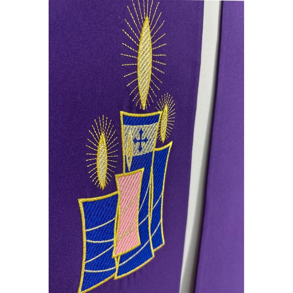 Stuła haftowana fioletowa - Adwent (stuła adwentowa) - STUŁY - zdjęcie 3 - Stuła haftowana fioletowa - Adwent (stuła adwentowa)