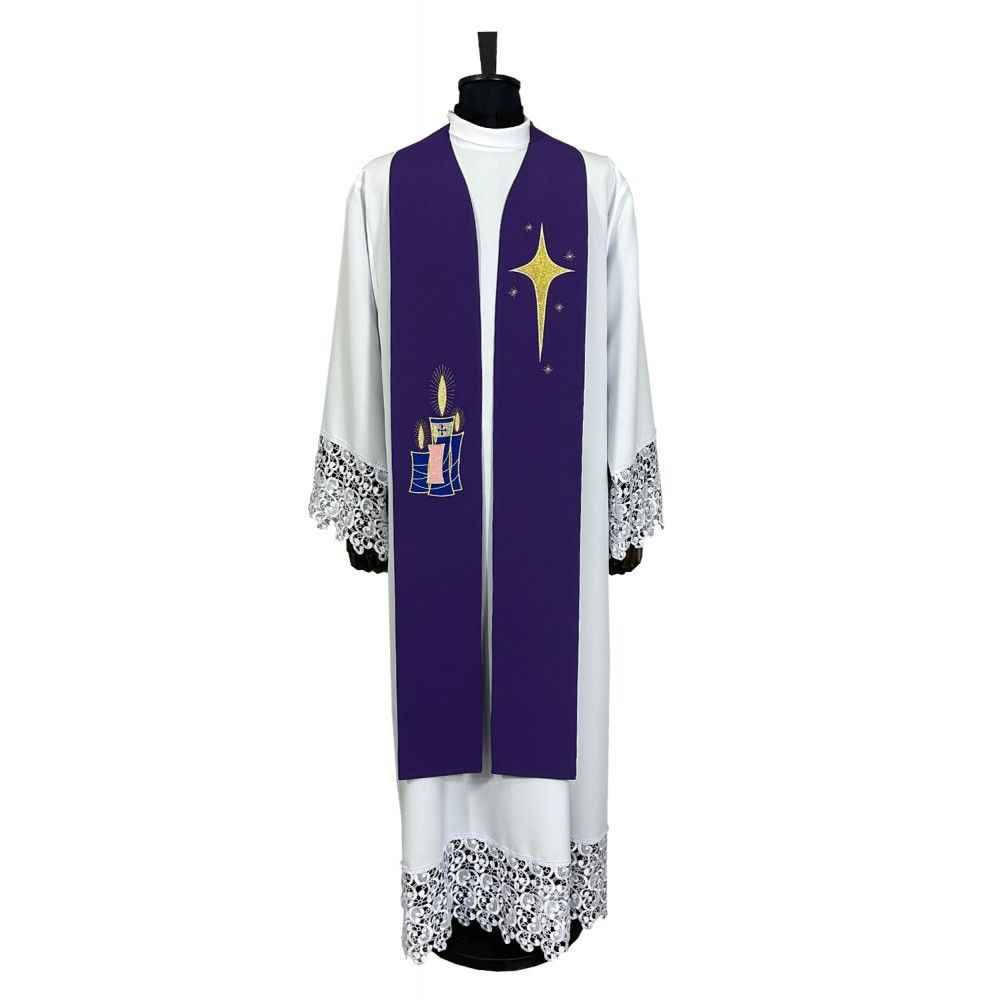 Stuła haftowana fioletowa - Adwent (stuła adwentowa) - STUŁY - Nowość
