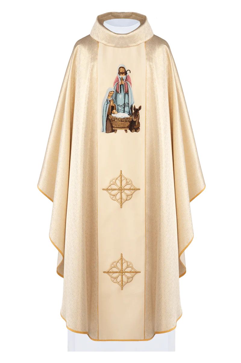 Ornat haftowany, złota tkanina - Boże Narodzenie (H224) - Ornaty haftowane - zdjęcie 2 - Ornat haftowany, złota tkanina - Boże Narodzenie (H224)