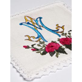 Bielizna kielichowa, lniana, haft Maryjny (89H) - Zestawy lniane - zdjęcie 2 - Bielizna kielichowa, lniana, haft Maryjny (89H)