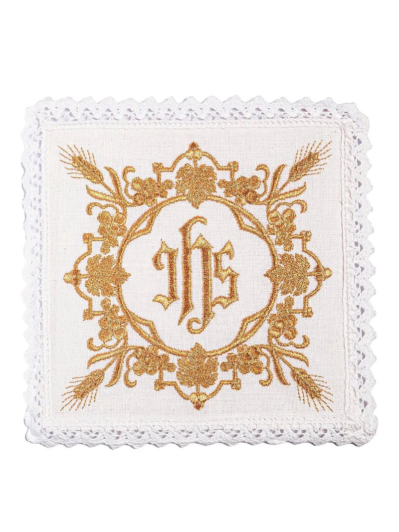 Bielizna kielichowa, lniana, haft kłosy, IHS (103H) - Zestawy lniane - zdjęcie 2 - Bielizna kielichowa, lniana, haft kłosy, IHS (103H)