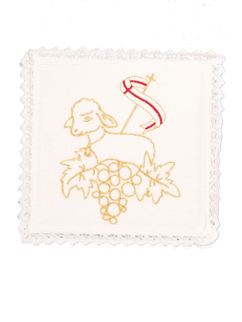 Bielizna kielichowa, lniana, haft Baranka Bożego (105H) - Zestawy lniane - zdjęcie 2 - Bielizna kielichowa, lniana, haft Baranka Bożego (105H)