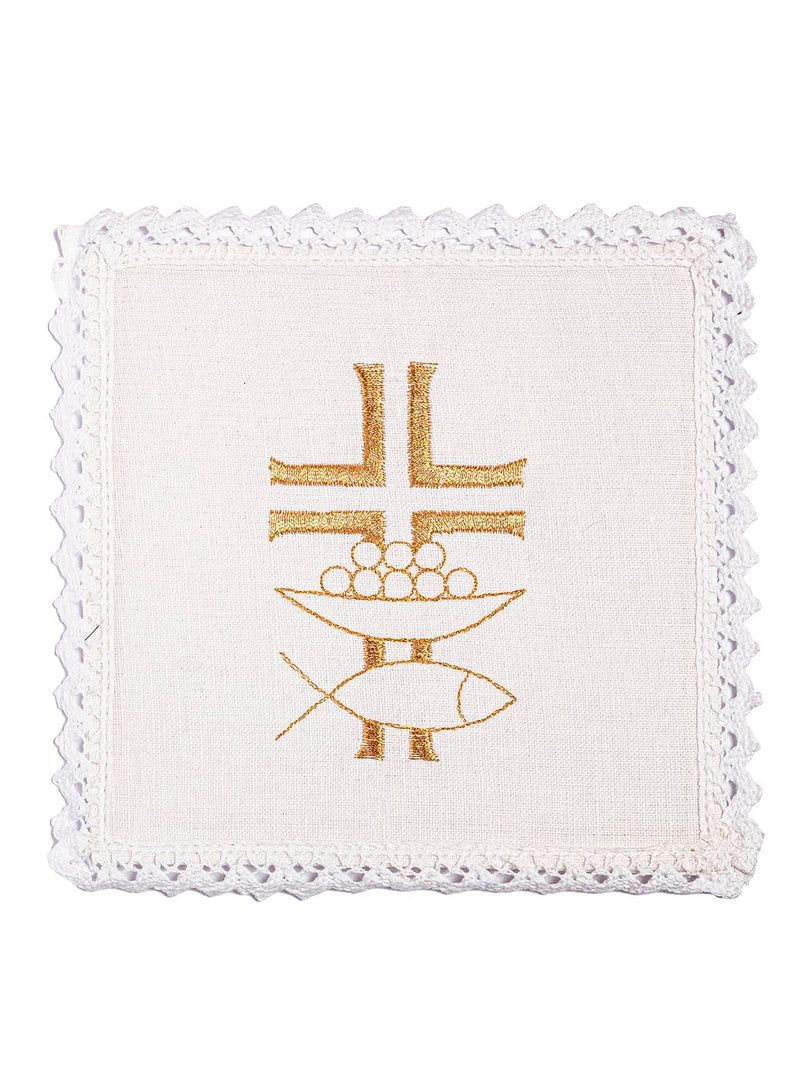 Bielizna kielichowa, lniana, haft Krzyża i ryb (108H) - Zestawy lniane - zdjęcie 2 - Bielizna kielichowa, lniana, haft Krzyża i ryb (108H)