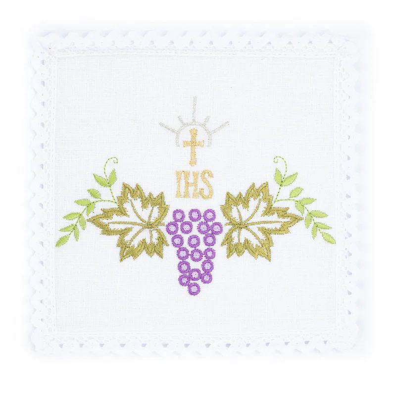 Bielizna kielichowa, lniana, haft kielich + winogrona (114H) - Zestawy lniane - zdjęcie 2 - Bielizna kielichowa, lniana, haft kielich + winogrona (114H)