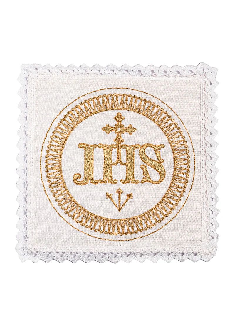 Bielizna kielichowa, lniana, haft IHS (119H) - Zestawy lniane - zdjęcie 2 - Bielizna kielichowa, lniana, haft IHS (119H)