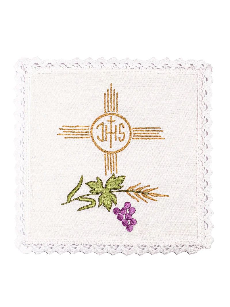 Bielizna kielichowa, lniana, haft krzyż (125H) - Zestawy lniane - zdjęcie 2 - Bielizna kielichowa, lniana, haft krzyż (125H)