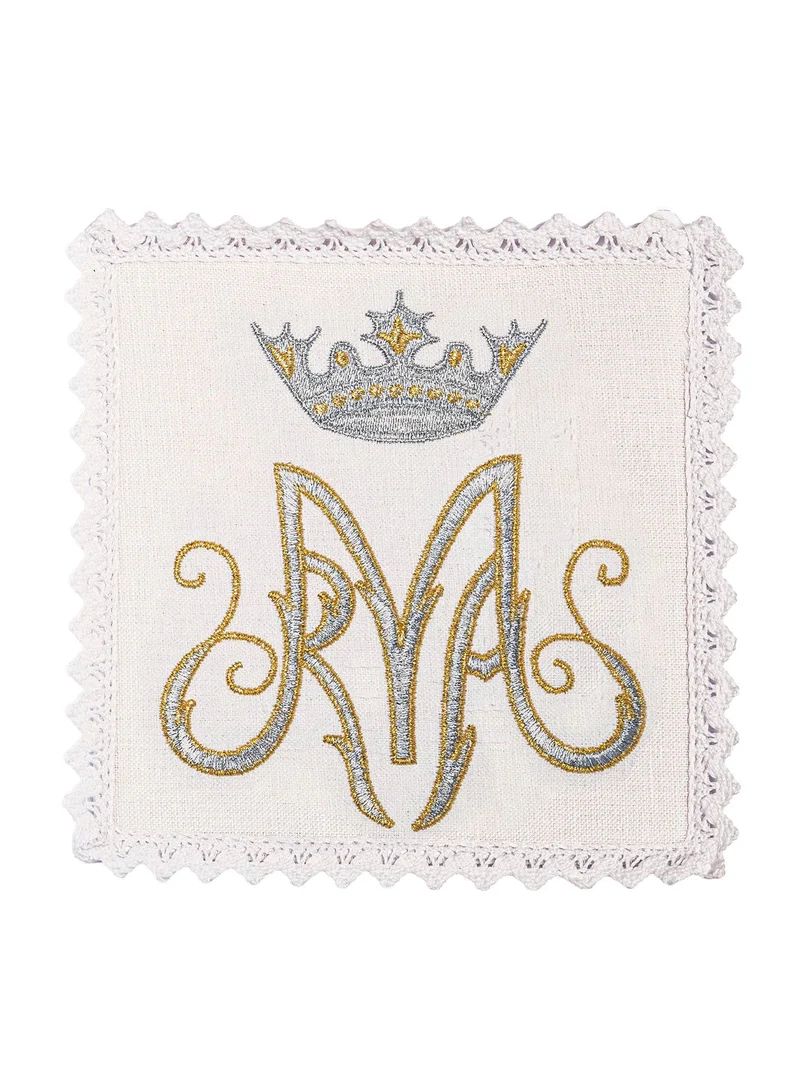 Bielizna kielichowa, lniana, haft Maryjny (127H) - Zestawy lniane - zdjęcie 2 - Bielizna kielichowa, lniana, haft Maryjny (127H)